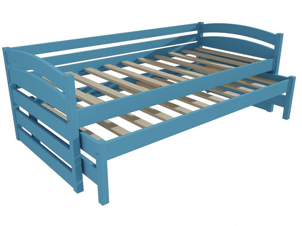 eoshop Detská posteľ s výsuvnou prístelkou DPV 012 (Rozmer: 90 x 200 cm, Farba dreva: farba modrá)